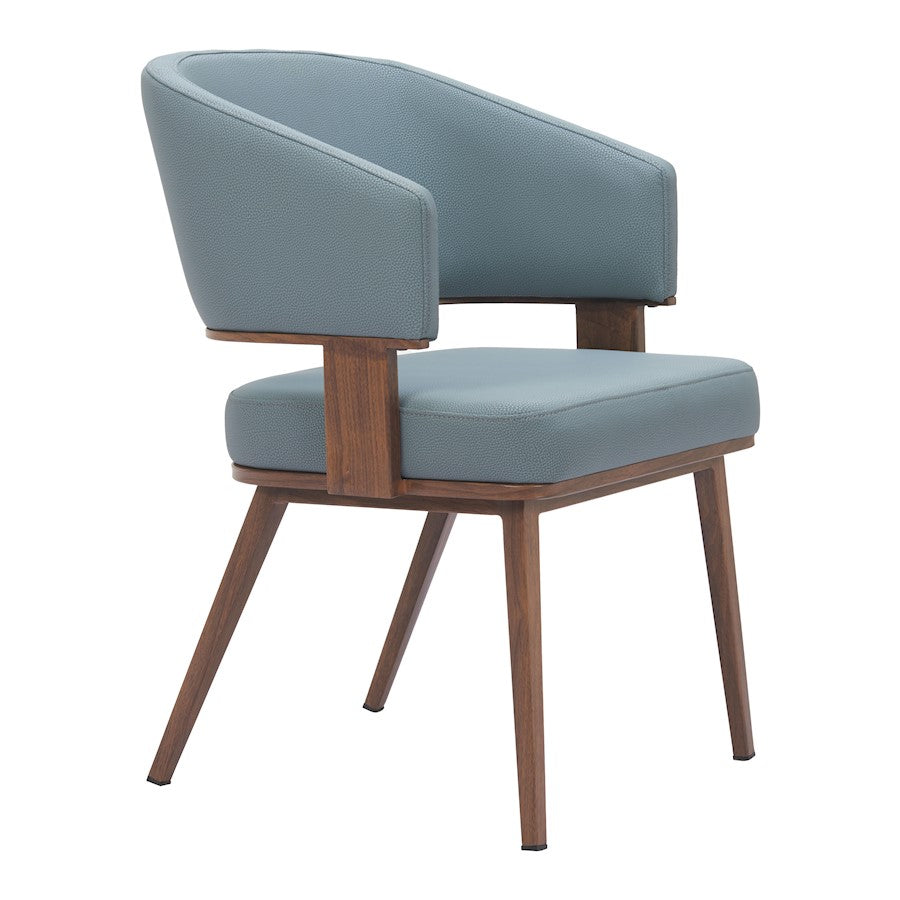 Zuo Modern Poise Dining Chair, Azure Gray/Walnut - 110328