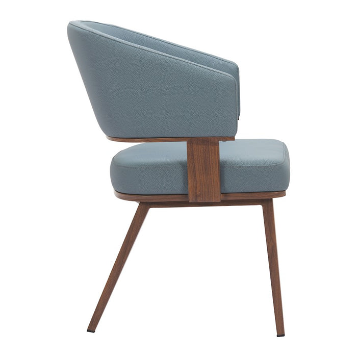 Zuo Modern Poise Dining Chair, Azure Gray/Walnut