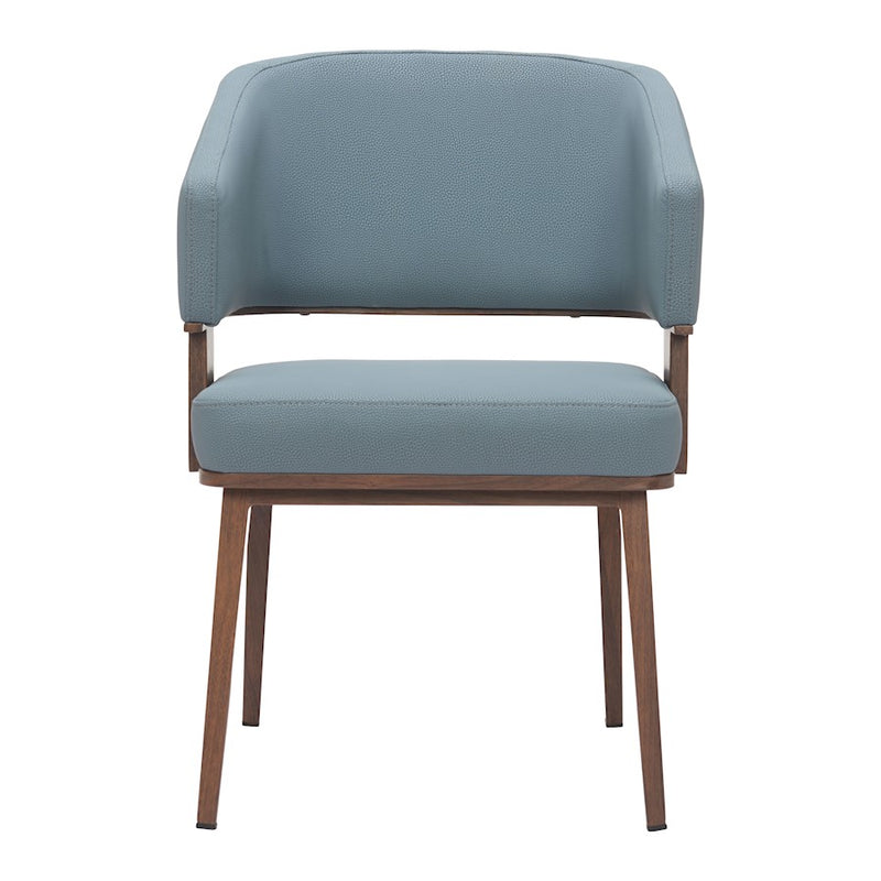 Zuo Modern Poise Dining Chair, Azure Gray/Walnut