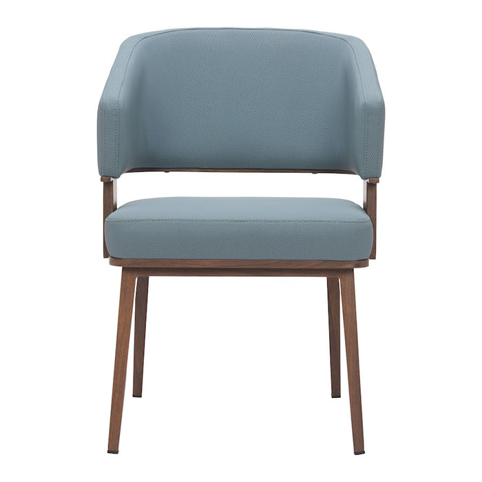 Zuo Modern Poise Dining Chair, Azure Gray/Walnut