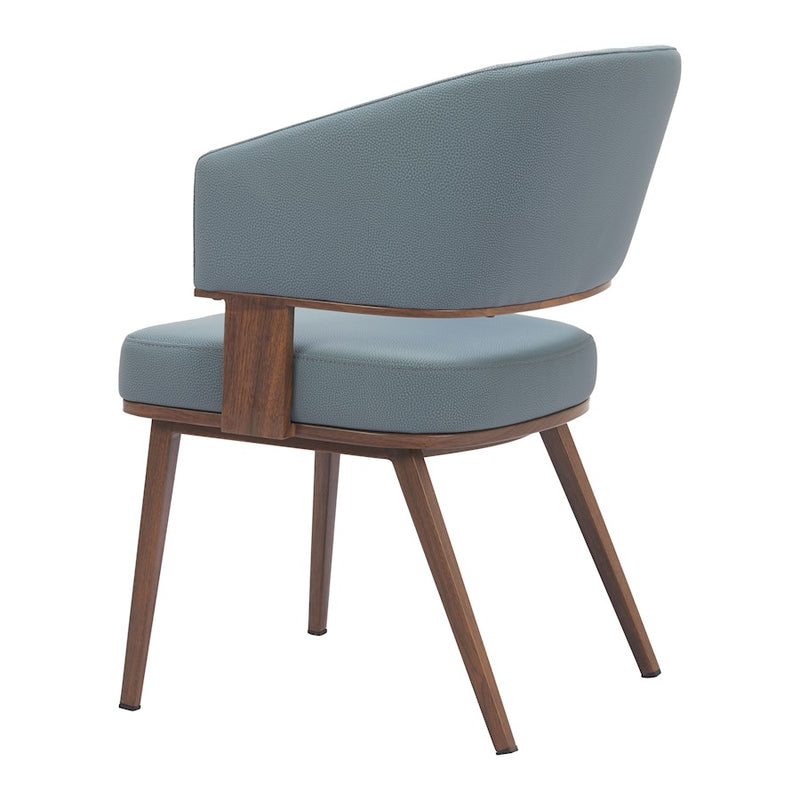 Zuo Modern Poise Dining Chair, Azure Gray/Walnut