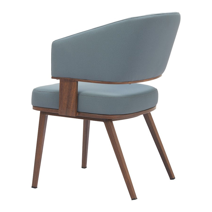 Zuo Modern Poise Dining Chair, Azure Gray/Walnut