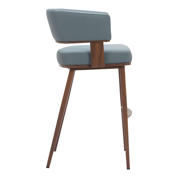 Zuo Modern Poise BarStool, Azure Gray/Walnut