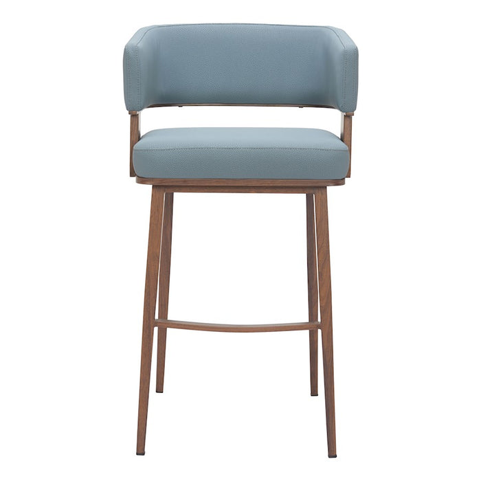 Zuo Modern Poise BarStool, Azure Gray/Walnut