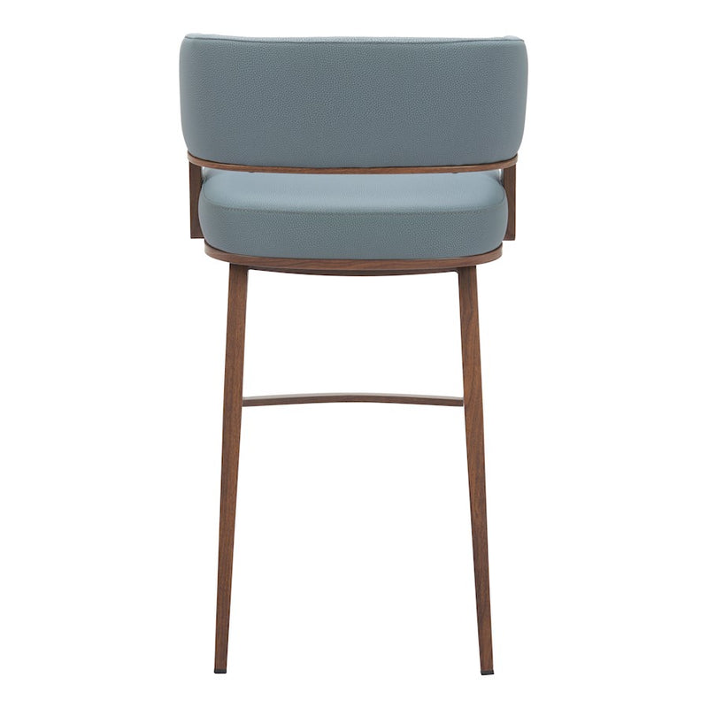 Zuo Modern Poise BarStool, Azure Gray/Walnut
