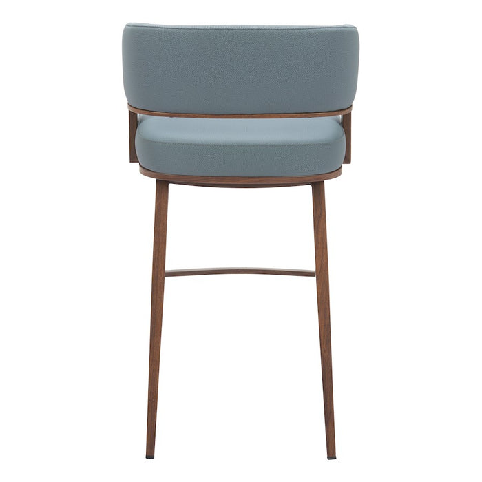 Zuo Modern Poise BarStool, Azure Gray/Walnut
