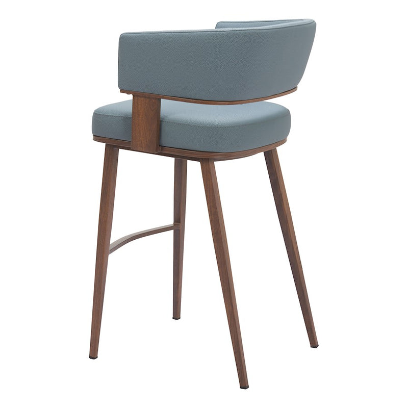 Zuo Modern Poise BarStool, Azure Gray/Walnut