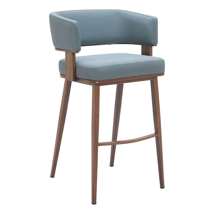 Zuo Modern Poise BarStool, Azure Gray/Walnut