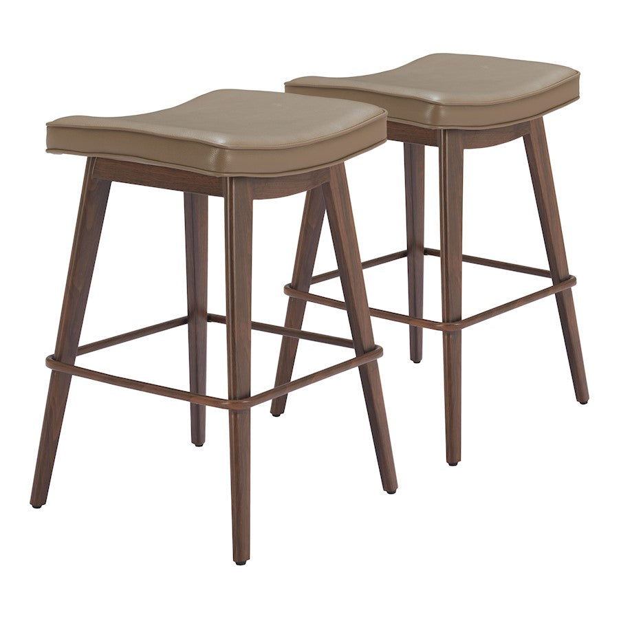 Zuo Modern Divat BarStool Set of 2, Taupe/Walnut - 110330