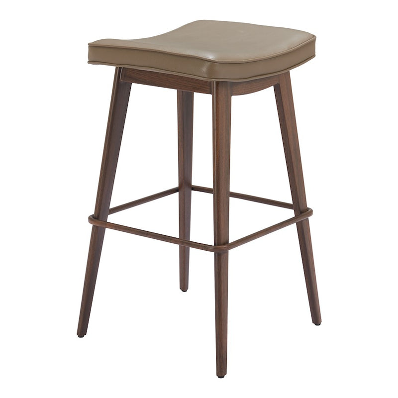 Zuo Modern Divat BarStool Set of 2, Taupe/Walnut