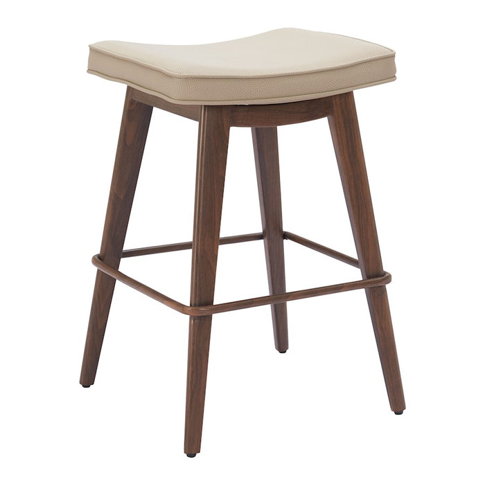 Zuo Modern Divat Counter Stool Set of 2, Beige/Walnut