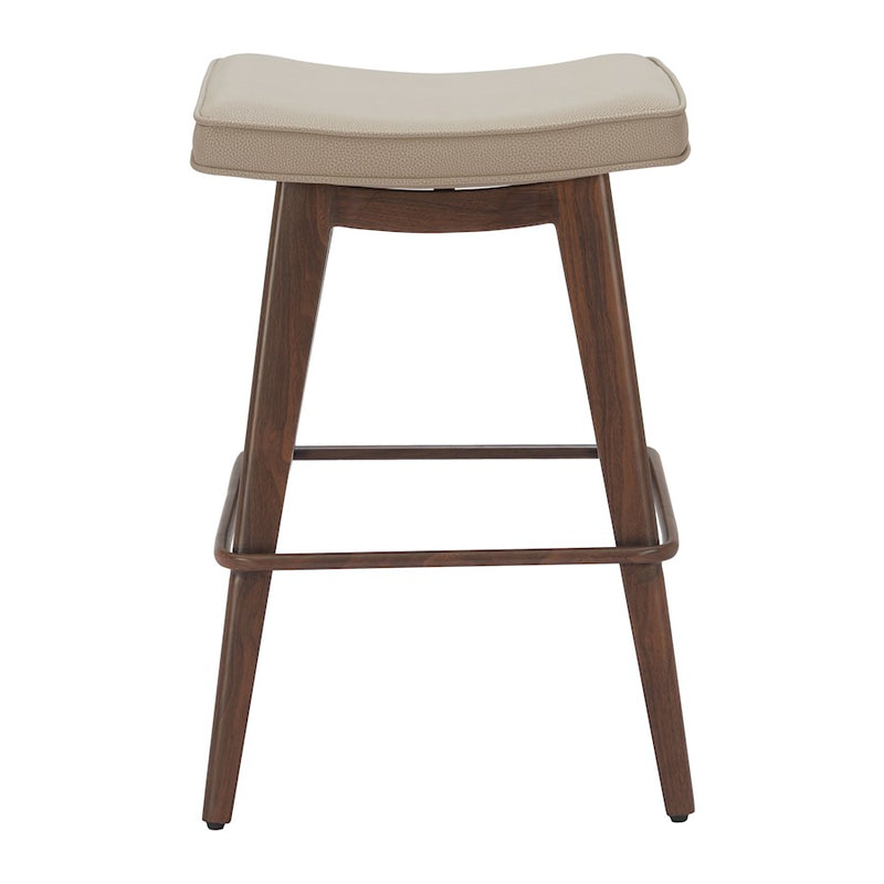 Zuo Modern Divat Counter Stool Set of 2, Beige/Walnut