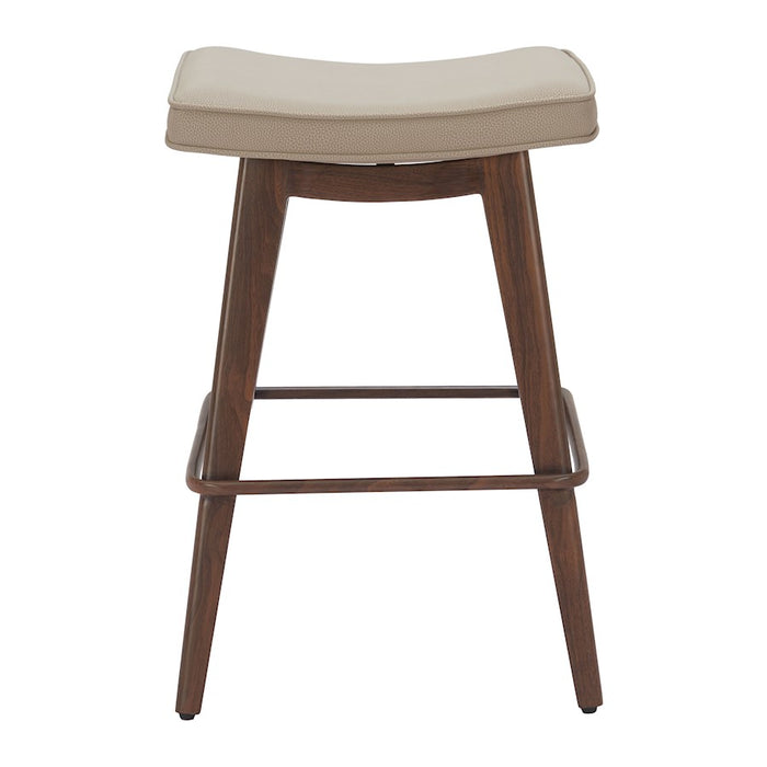 Zuo Modern Divat Counter Stool Set of 2, Beige/Walnut