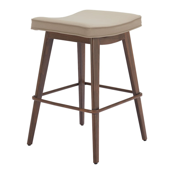 Zuo Modern Divat Counter Stool Set of 2, Beige/Walnut