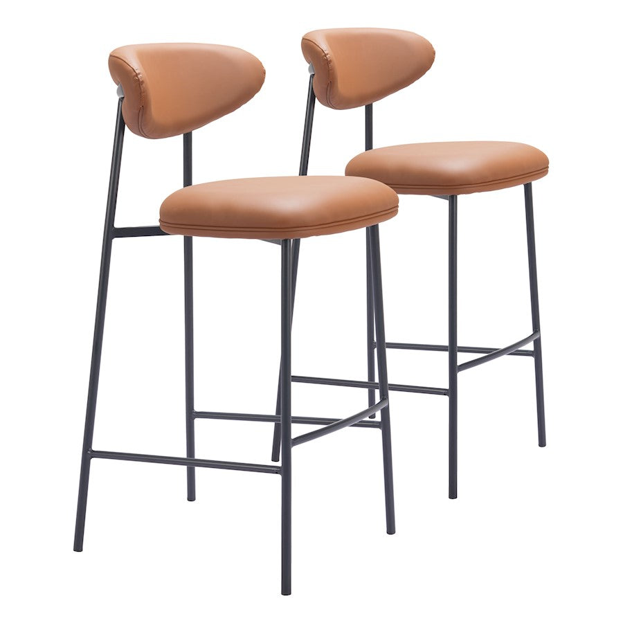 Zuo Modern Rorun BarStool Set of 2, Brown - 110338