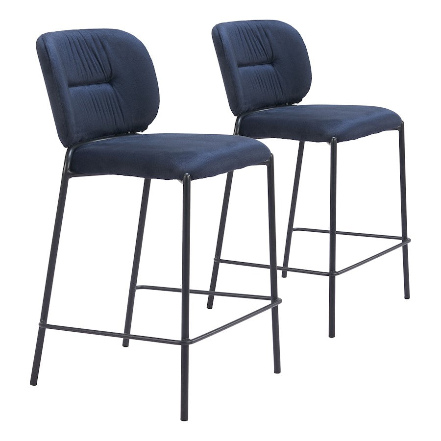 Zuo Modern Plat Counter Stool Set of 2, Blue - 110341