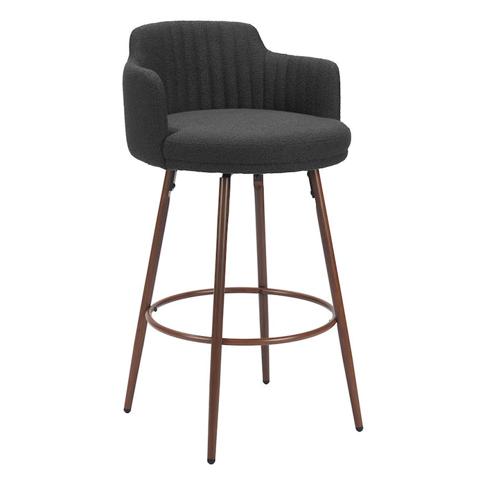 Zuo Modern Kono Swivel BarStool Set of 2, Black/Walnut