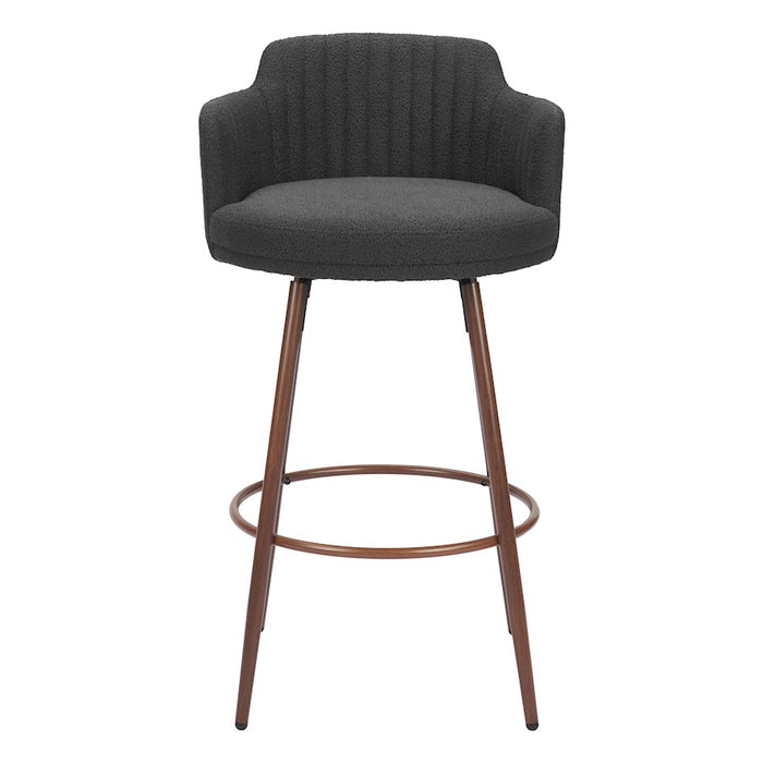 Zuo Modern Kono Swivel BarStool Set of 2, Black/Walnut