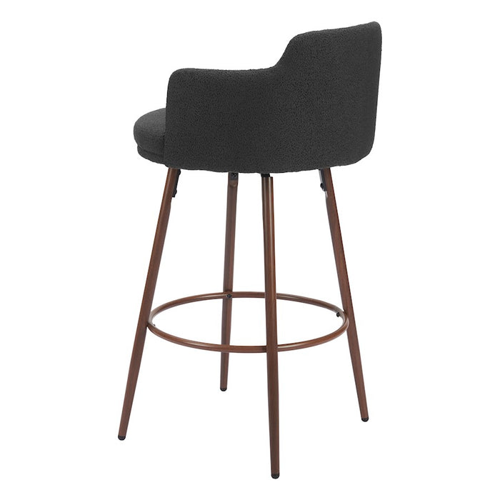 Zuo Modern Kono Swivel BarStool Set of 2, Black/Walnut
