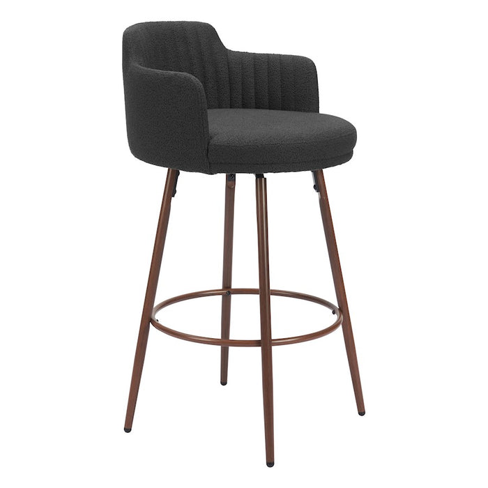 Zuo Modern Kono Swivel BarStool Set of 2, Black/Walnut