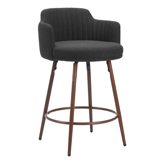 Zuo Modern Kono Swivel Counter Stool Set of 2, Black/Walnut