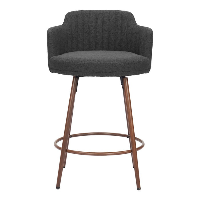 Zuo Modern Kono Swivel Counter Stool Set of 2, Black/Walnut