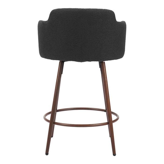 Zuo Modern Kono Swivel Counter Stool Set of 2, Black/Walnut