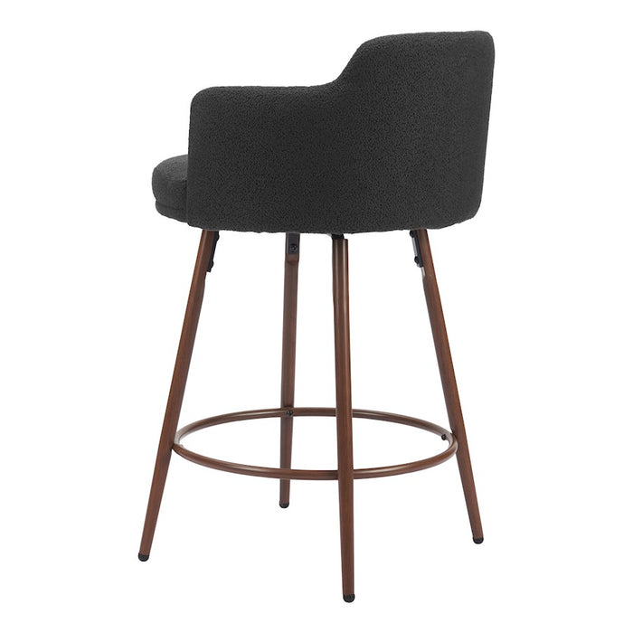 Zuo Modern Kono Swivel Counter Stool Set of 2, Black/Walnut