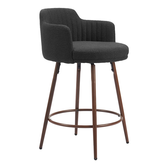 Zuo Modern Kono Swivel Counter Stool Set of 2, Black/Walnut