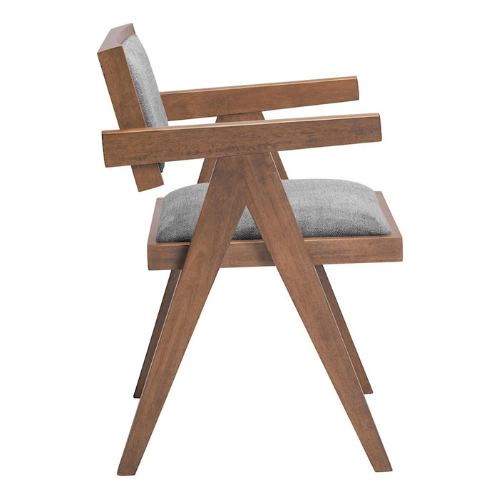 Zuo Modern Delhi Dining Chair Set of 2, Gray/Walnut