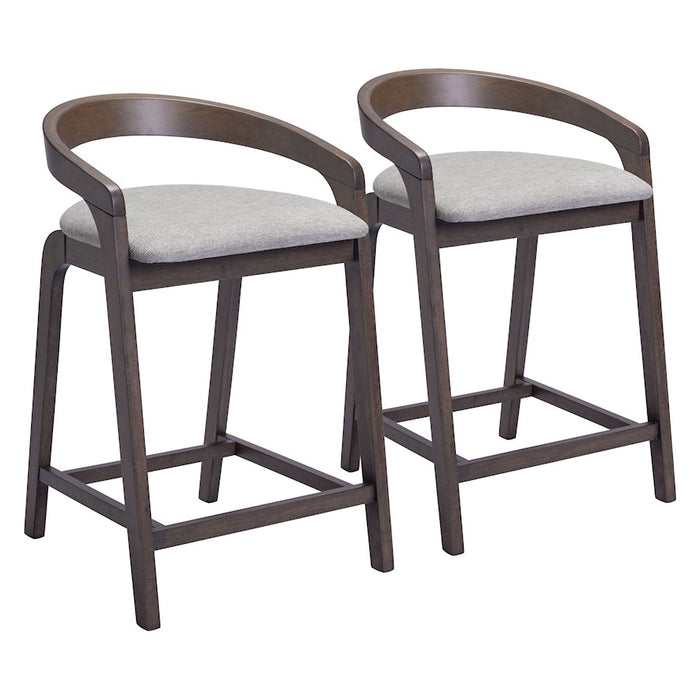 Zuo Modern Troy Counter Stool Set of 2, Dove Gray/Espresso - 110399