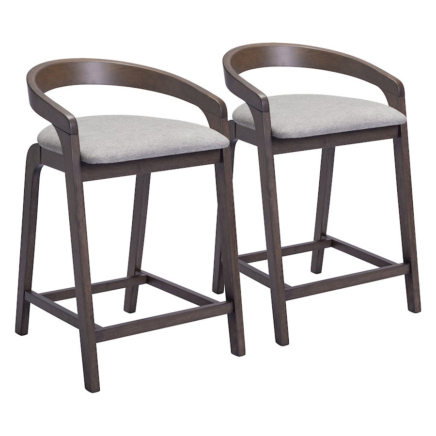 Zuo Modern Troy Counter Stool Set of 2, Dove Gray/Espresso - 110399