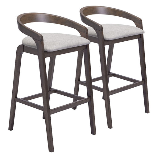 Zuo Modern Troy BarStool Set of 2, Dove Gray/Espresso - 110400