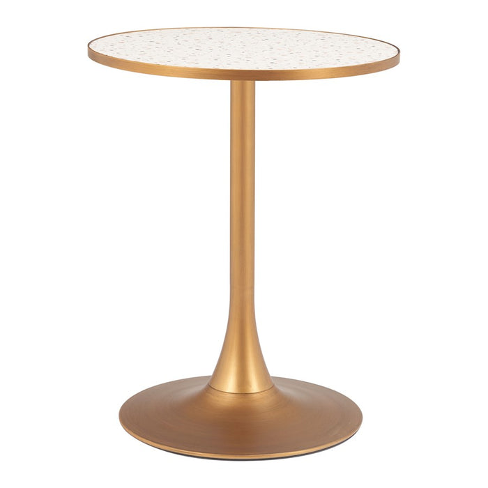 Zuo Modern Bite Bistro Table, Beige/Gold