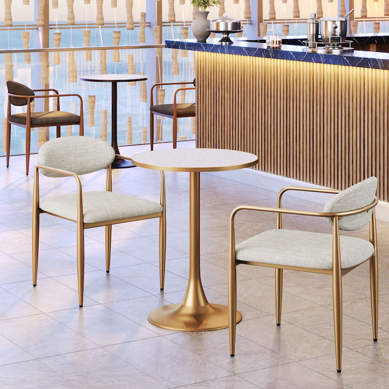 Zuo Modern Bite Bistro Table, Beige/Gold