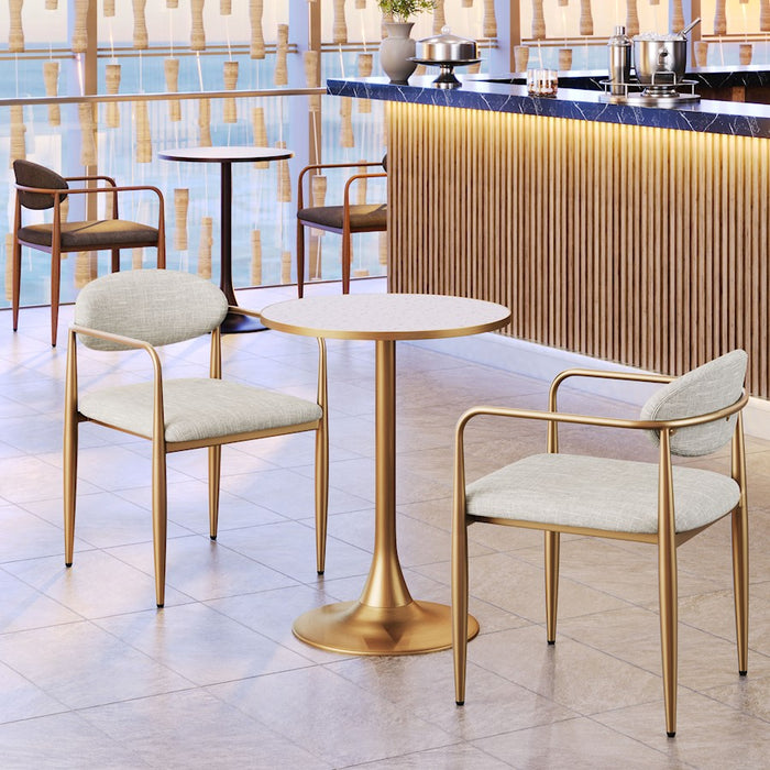Zuo Modern Bite Bistro Table, Beige/Gold