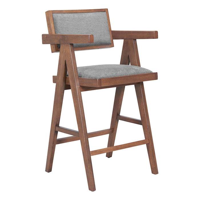Zuo Modern Delhi Counter Stool Set of 2, Gray/Walnut