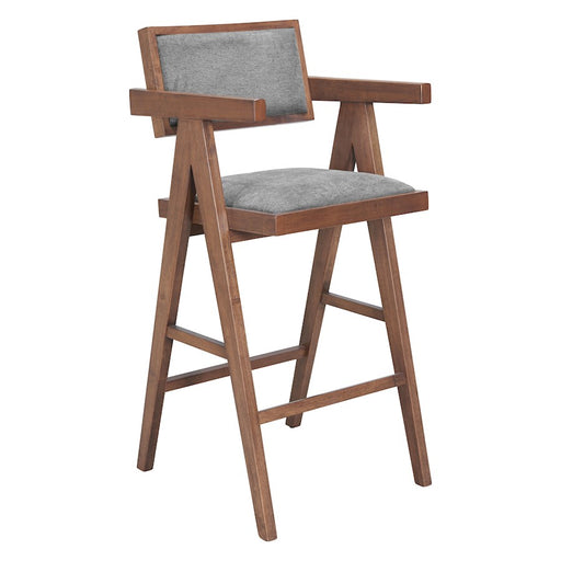 Zuo Modern Delhi BarStool Set of 2, Gray/Walnut