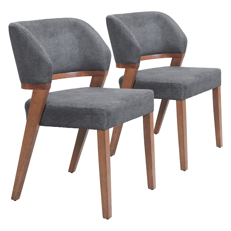 Zuo Modern Sunobu Dining Chair Set of 2, Azure Gray/Walnut - 110496