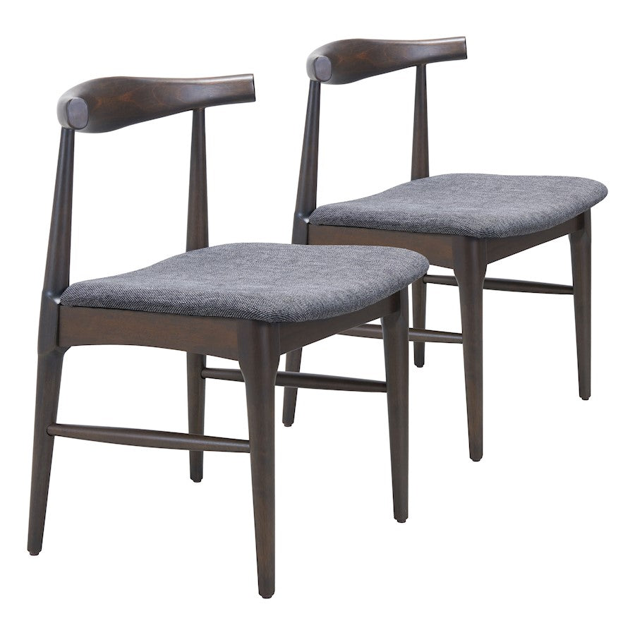 Zuo Modern Tuzka Dining Chair Set of 2, Gray/Espresso - 110513