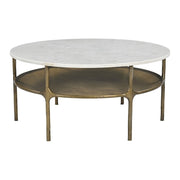 Zuo Modern Bild Coffee Table, White/Brass - 110595