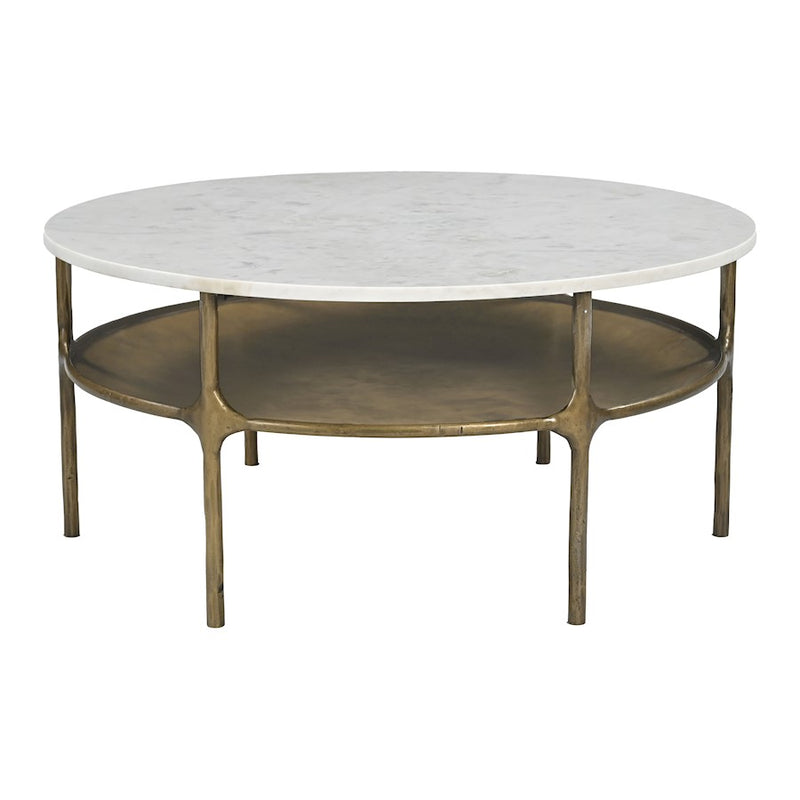 Zuo Modern Bild Coffee Table, White/Brass
