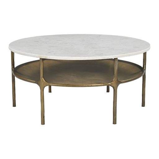 Zuo Modern Bild Coffee Table, White/Brass