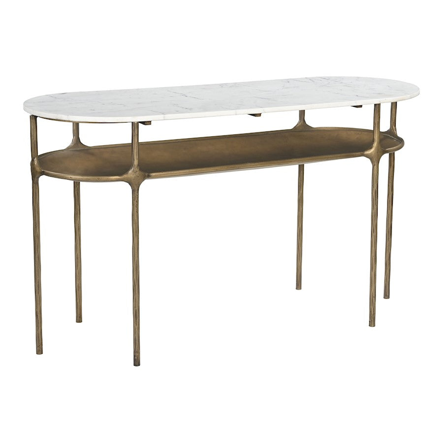 Zuo Modern Bild Console Table, White/Brass - 110596