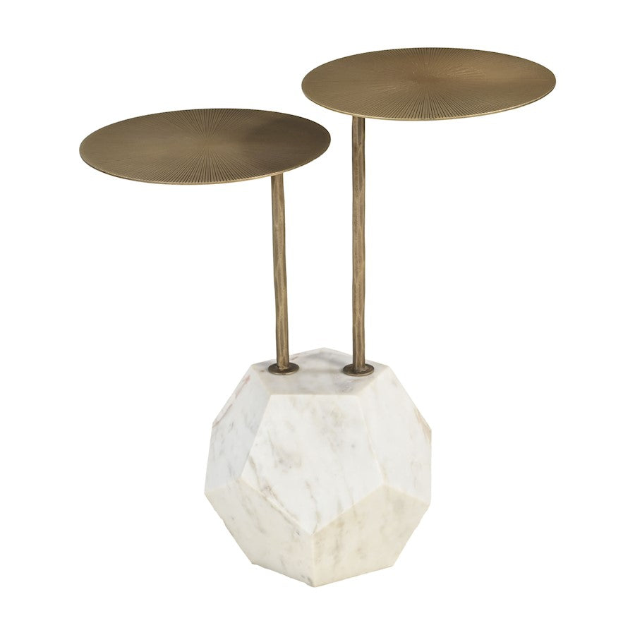 Zuo Modern Anten Side Table, Brass/White - 110607