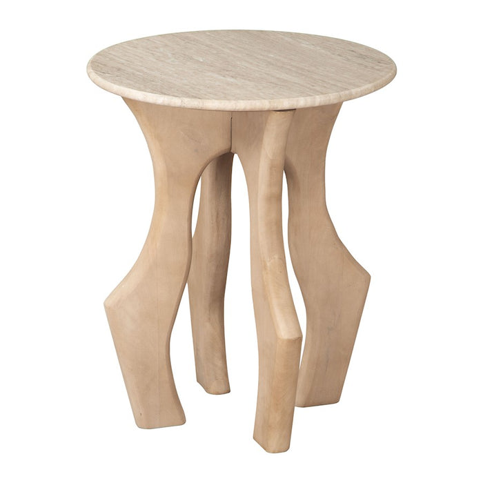 Zuo Modern Eda Side Table, White/Natural - 110630