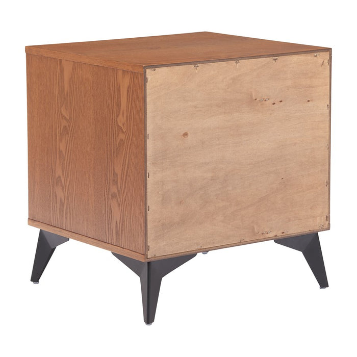 Zuo Modern Zarif Nightstand, Black/Walnut