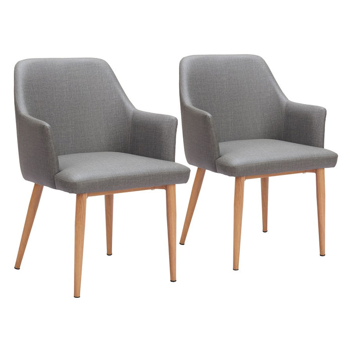 Zuo Modern Wisom Dining Chair Set of 2, Gray - 110766