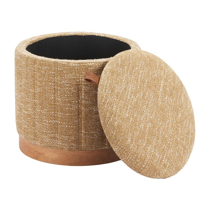 Zuo Modern Fije Storage Ottoman, Oat Yellow