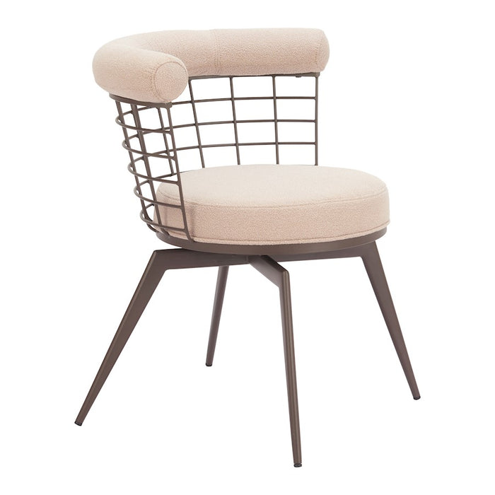 Zuo Modern Saku Swivel Dining Chair, Beige/Brown